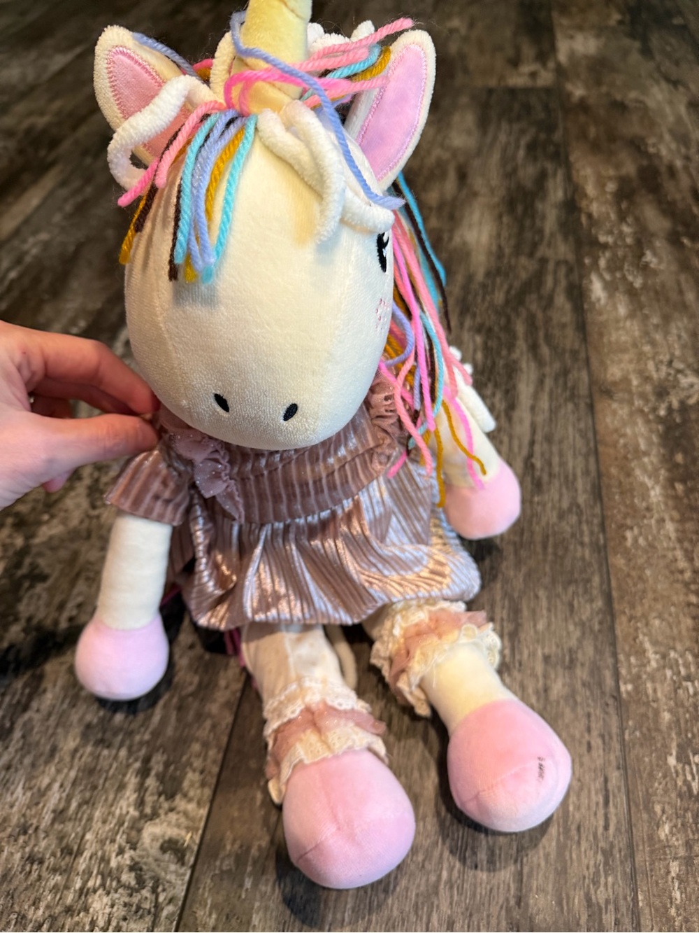 Matilda Jane Rainbow Mane Unicorn Stuffed Toy - Pink & Cream
